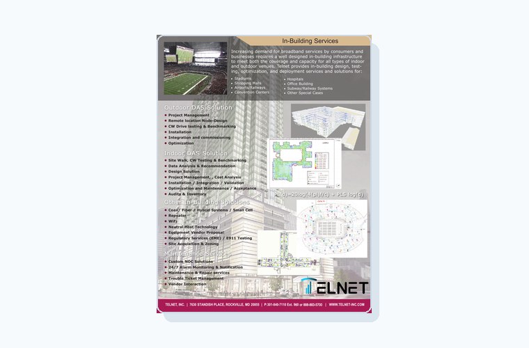Preview of in-building services brochure